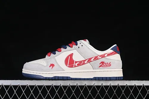 All categories Nk SB Dunk Series Nk SB Dunk Low High-end customized low-top sneakers Nike SB Dunk Low Year of the Horse limited edition blue and red two-color high-end customized low-top casual skateboard shoes JJ2508-603